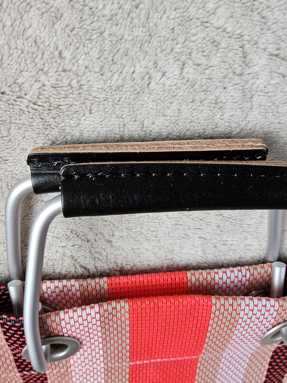 Marni Striped Tote with Coral and Brown Accents - Picture 5 of 5
